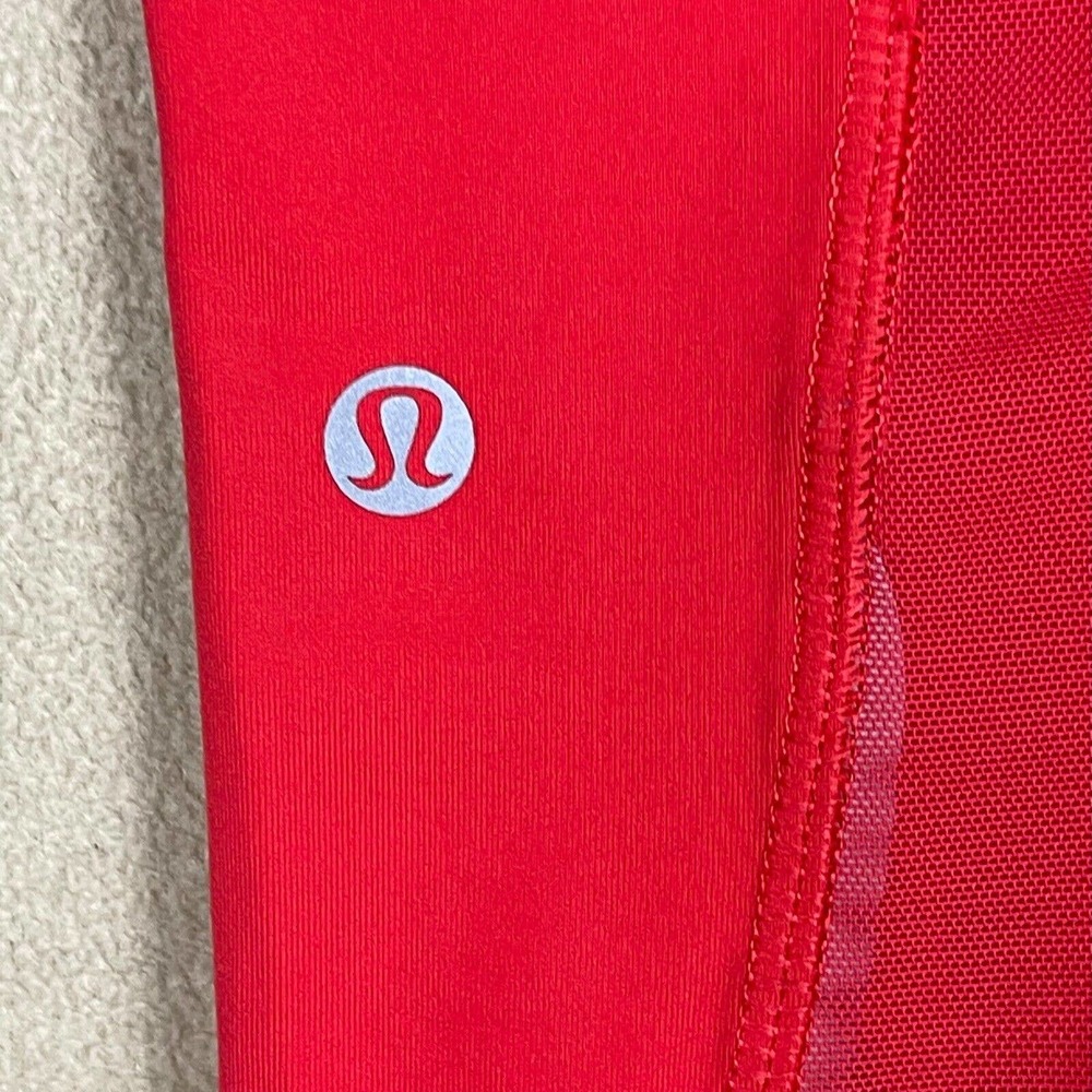 Lululemon Athletic Capri Pants Womens 8 Red Side Pocket Stretch Elastic Waist